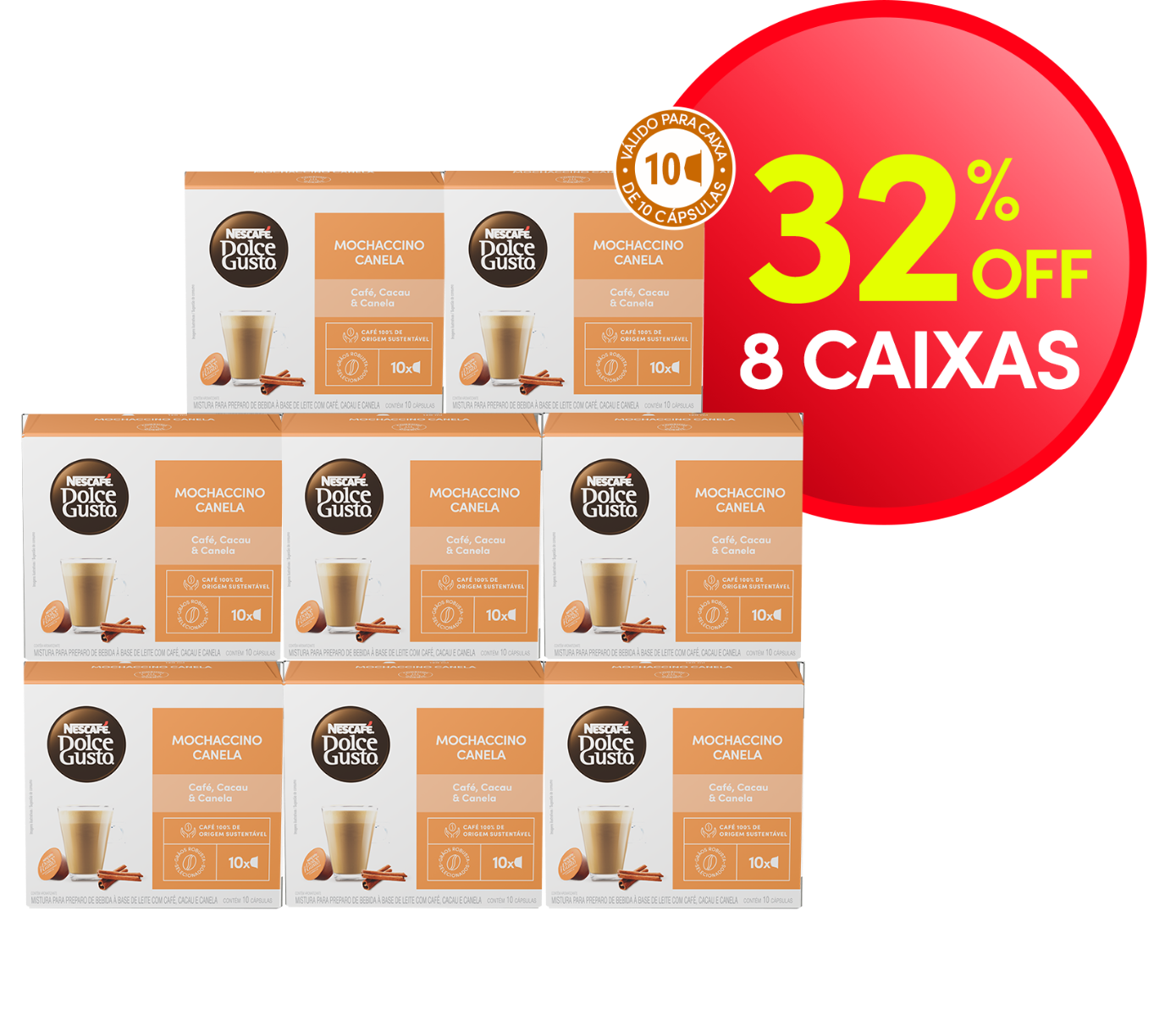 COMBO MOCHACCINO CANELA 8 CAIXAS COM 32% OFF