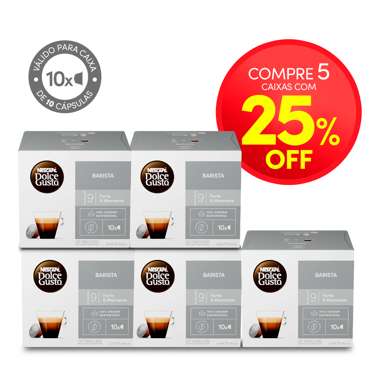 COMBO ESPRESSO BARISTA COMPRE 5 COM 25% OFF