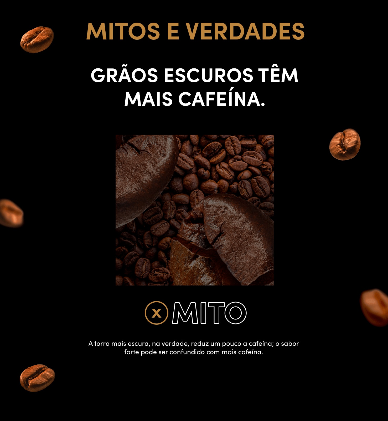 Mitos e verdades - "Grãos escuros tem mais cafeína" | MITO